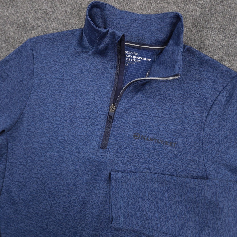 Vineyard Vines On The Go Sankaty 1/4 Zip Mens XS Navy Geo Nantucket Pullover